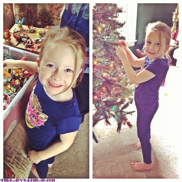 skylar trimming the tree today ♥